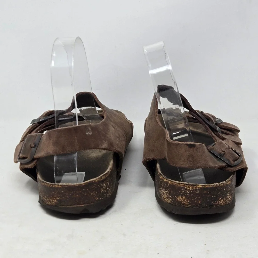 Birkenstock Milano Leather Sandals Brown Oiled Leather Backstrap Mens 40 L9 M7